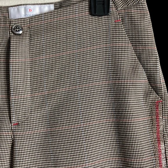 Dismero Italy Women's Houndstooth Ankle Tuxedo Cuffed Trouser Pants Size 8 - Picture 3 of 12